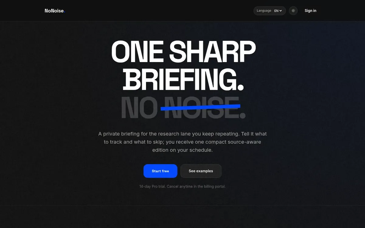 Screenshot of No Noise Letter